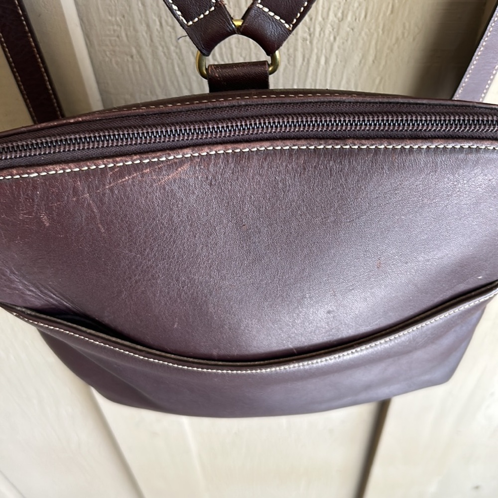 L.L. Bean Dark Brown Leather Backpack - Picture 4 of 15